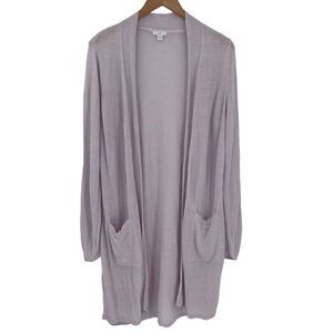 J Jill Eve Long‎ Cardigan Duster Sweater Linen Blend Pale Orchid Women Large
